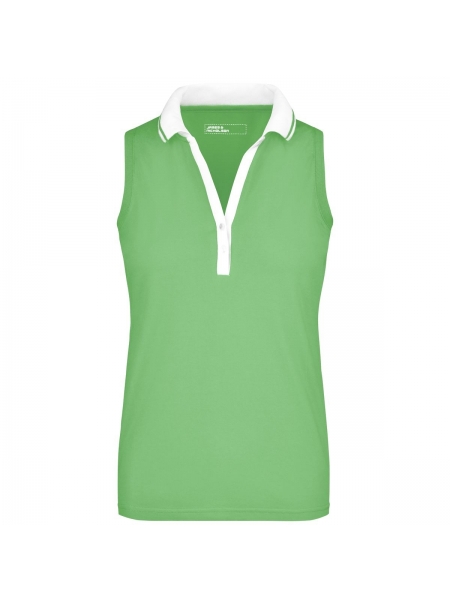 ladies-elastic-polo-sleeveless-lime green-white.jpg